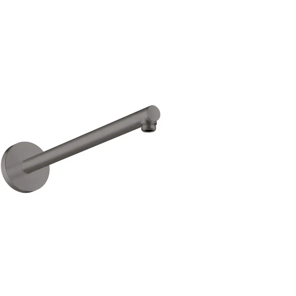 Brausearm in brushed black chrome, montiert an einer Wand, mit Anschluss für Duschkopf. Produkt von AXOR.